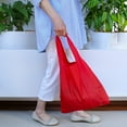 thumbnail image 6 of Wrapables Large & Small Foldable Tote Nylon Reusable Grocery Bags, Set of 2, Red, 6 of 7
