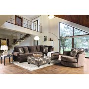 Transitional Brown Microfiber Living Room Set 3pcs FOA Bonaventura