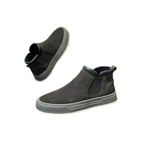 

Daeful Mens Skate Shoes Comfort Ankle Boot Slip On Winter Boots Men Fashion Casual High Top Shoe Gray 7.5