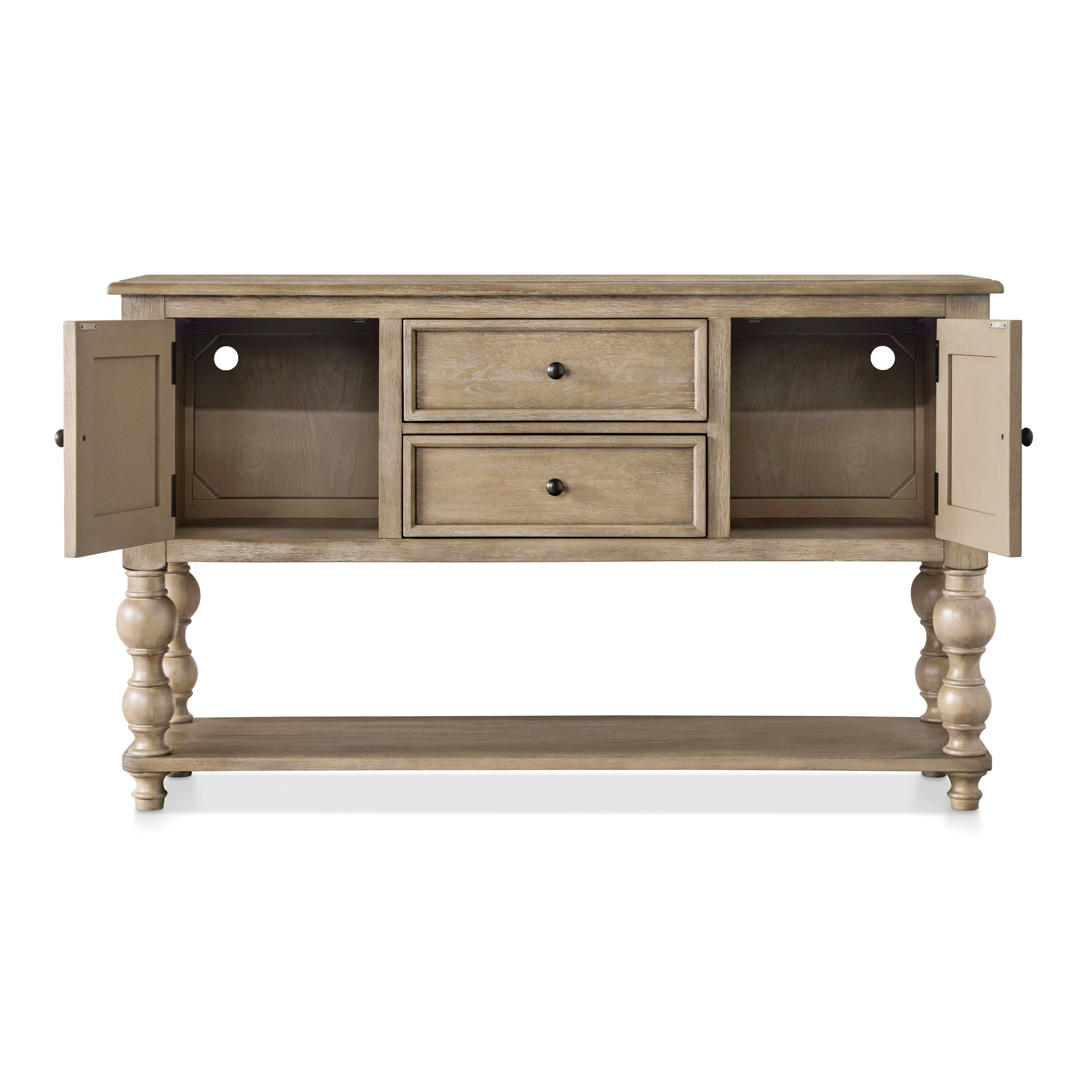 Furniture of America Lociste Modern Farmhouse Multi-Storage Solid Wood Server, Light Washed White
