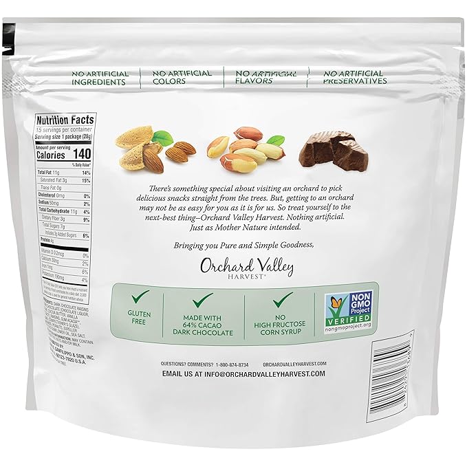 Orchard Valley Harvest Chocolate Raisin Nut Trail Mix, 1 Oz, 15 Ct