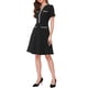 thumbnail image 4 of INSPIRE CHIC Vestido de Mujer para Trabajo con Cuello en V, Mangas Cortas, Con Adorno de Tweed, Vestido Elegante de Oficina en Corte A, Talla XS, Negro, 4 of 6