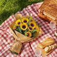 thumbnail image 3 of Artificial Green Sunflower Floral Arrangement | 14.17in Fake Flowers Plastic Bouquet | Home Wedding Event Mall Display Decor | Bendable Stemss, Realistic Look, 3 of 6