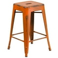 thumbnail image 2 of Home Square 24" Metal Backless Counter Stool in Distressed Orange - Set of 2, 2 of 10
