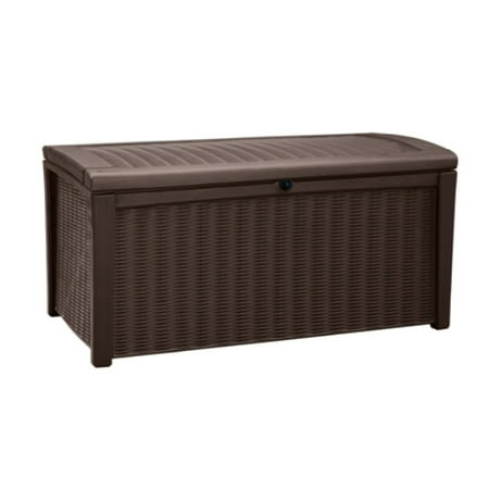 Keter Borneo Outdoor Plastic Deck Box, All-Weather Resin Storage, 110 Gal, Brown