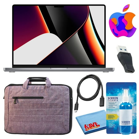 Refurbished Apple MacBook Pro 14" Laptop (M1 Pro, 8 Core CPU, 14 Core GPU, 16GB RAM) (2021, 512GB SSD, Space Gray) (MKGP3LL/A) Bundle with Purple Bag