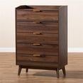 thumbnail image 3 of Baxton Studio Lena Walnut Brown Finished 5-Drawer Wood Chest, 3 of 9