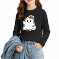 thumbnail image 4 of NORO ARK Kids Boys And Girls Long Sleeve Halloween Print Loose Comfortable T-Shirt Tops Black Size 9, 4 of 6