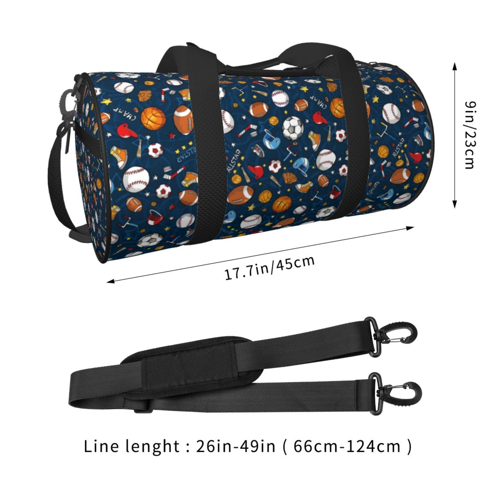 Vsdgher Ball Sports 45L Foldable Duffel Bag, Sports Gym Bag,Overnight Bag, Portable Weekender Bag for Airplanes
