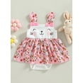 thumbnail image 2 of Bagilaanoe Newborn Baby Girl Easter Rompers Dress Bunny Print Sleeveless Bodysuit 3M 6M 12M 18M Infant Summer One Piece Jumpsuit, 2 of 9