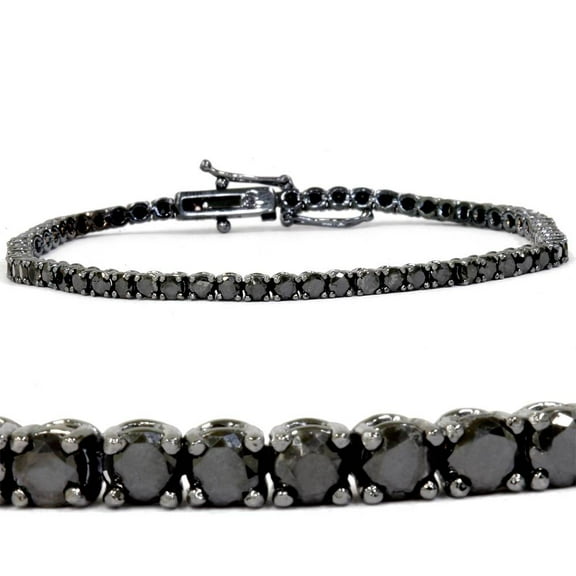 Pompeii 4ct Black Diamond Tennis Bracelet 14K Black Gold 7" (Black,)