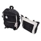 thumbnail image 3 of Conjunto de mochila de lona para estudiantes, mochila informal con bolsillo con cremallera y almacenamiento multifuncional de lona, color negro con colgante, 3 of 15