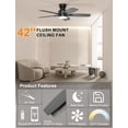 thumbnail image 3 of Ventilador de techo Ohniyou de 42" de perfil bajo con luz, control remoto y app, 3 of 8