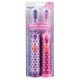thumbnail image 1 of Brosse à dents pour enfants Equate™ alimentée par pile, poils extra doux. Points roses et violets, 2 unités, 1 of 1