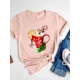 thumbnail image 1 of Camiseta con estampado de dibujos animados para mujer, ropa de manga corta de Navidad, moda de Año Nuevo, camisetas gráficas básicas, 1 of 5