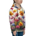 thumbnail image 3 of Kdxio Colorful Wildflower Meadow Pattern Boys Athletic Unisex Boys Girls Hoodie with Pocket Sweatshirts-Large, 3 of 6