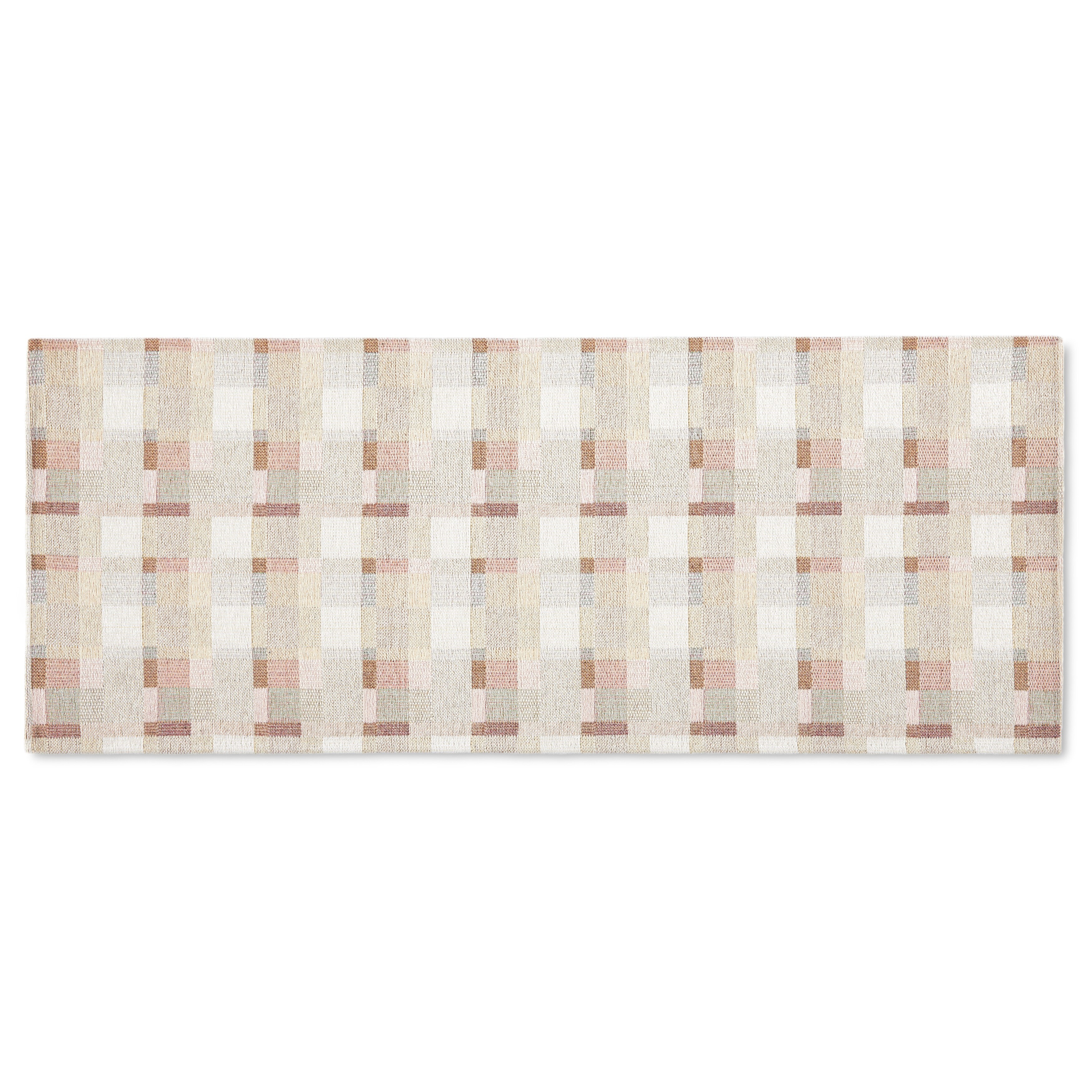 Martha Stewart Stella Owen Plaid Slip-Resistant Kitchen Mat Runner, Black/Grey/White, 20"x50"