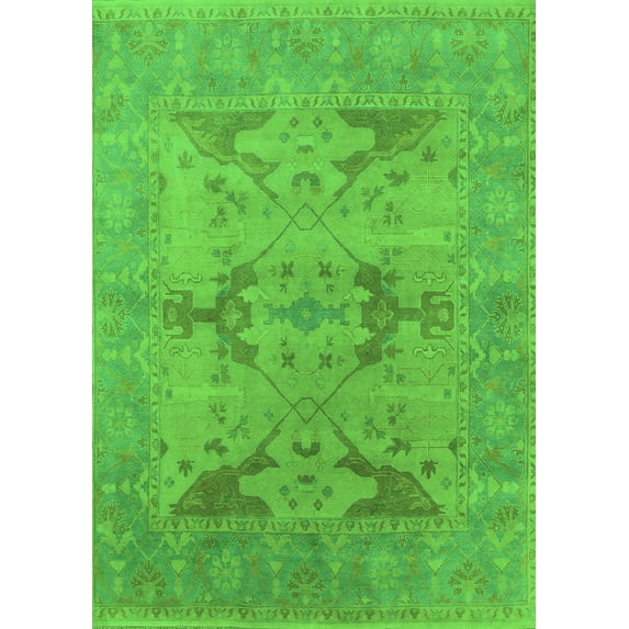 Ahgly Company Indoor Rectangle Oriental Green Industrial Area Rugs, 6' x 9'