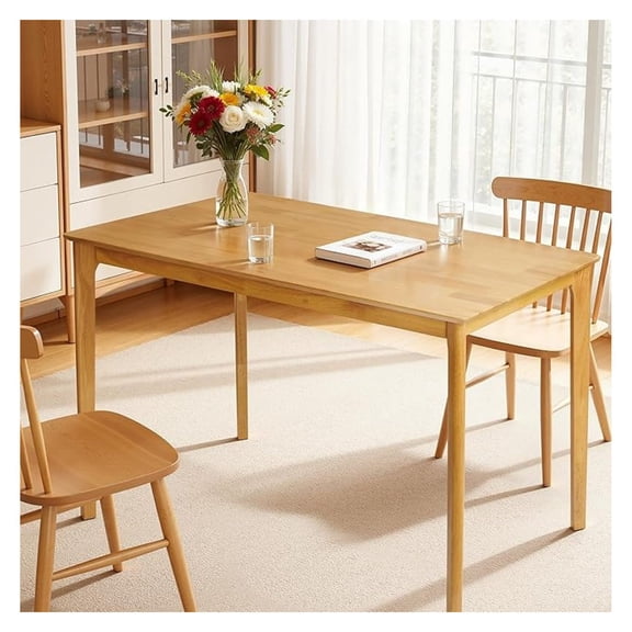 Dining Table for 4, 43 Inch Rectangular Solid Wood Kitchen Table for Small Space, Modern Dinner Table for Dining Room, Living Room, Office, Natural