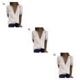 thumbnail image 1 of Camiseta de gasa Minnieouse para mujer blusa de encaje manga corta cuello en V Color sólido, 1 of 6