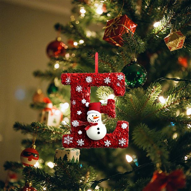 Uuiauoio 26-Piece Alphabet Christmas Ornaments Set with Holiday Designs, Acrylic Letter Tree Pendants for Decor, Festive Xmas Hanging Decorations for Home and Office Displays