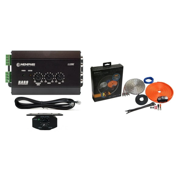 Memphis Audio LL2BE 2-Channel Line Output Converter with Digital Bass Restoration and 8GKIT 8-Gauge Amp Install Kit -AFS Fuse Holder