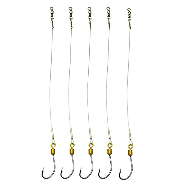 5pcs Anti-bite Stainless Steel Wire Leader Fishing Rigs Hooks Line Tackle Tool, #20