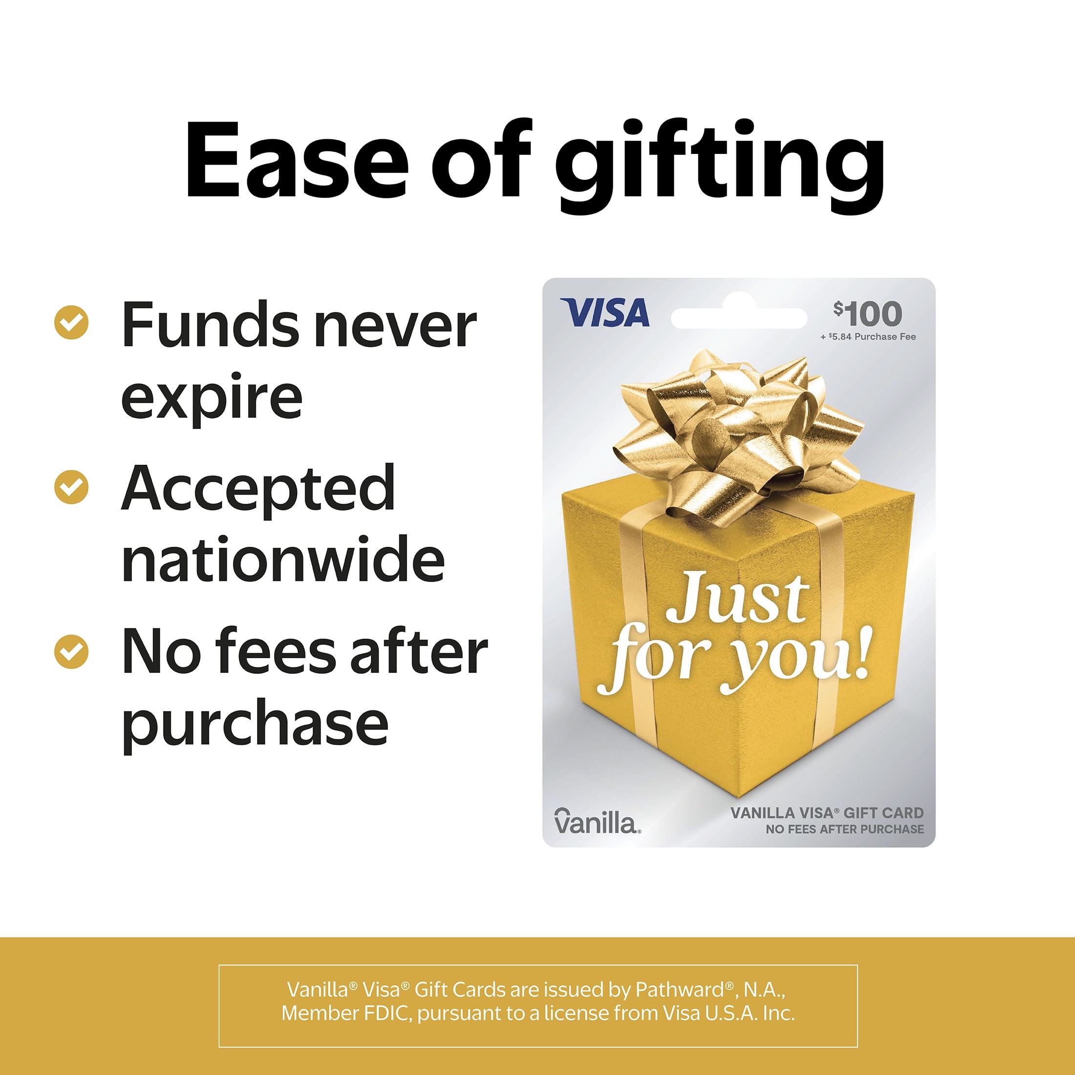 Vanilla® Visa® $100 Gold Box Gift Card (Plus $5.84 Purchase Fee)