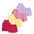 thumbnail image 3 of Jolyshlid Girls Summer Clothes 8 Piece Outfit Set for Kids, Cami Tank Tops and Shorts Matching Sets, Breathable Casual Beach Wear,Pink Yellow Purple Red,9Years, 3 of 9