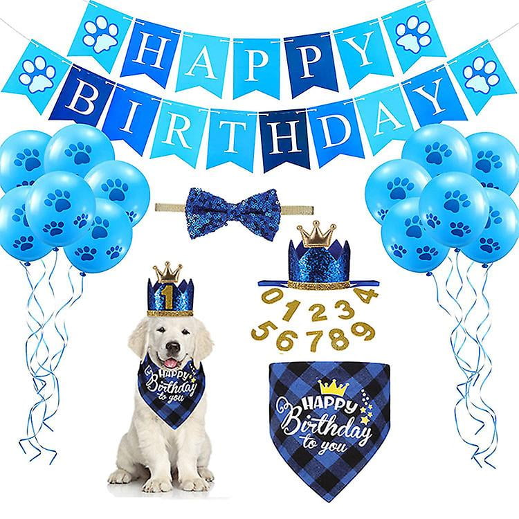 Dog Birthday Party Supplies Plaid Dog Birthday Bandanas With Dog Birthday Party Hat Bow Tie Birthday Number Walmart