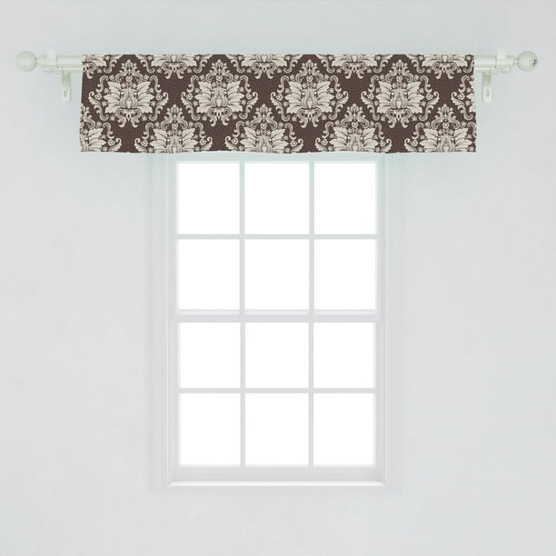 Damask Window Valance Victorian Floral Pattern With Blooming Foliage Leaves On Dark Toned Backdrop Curtain Valance For Kitchen Bedroom Decor With Rod Pocket By Ambesonne Walmart Com Walmart Com