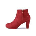 thumbnail image 6 of Unique Bargains Women's Side Zip Low Platform Chunky Heel Ankle Booties Red 7.5, 6 of 7