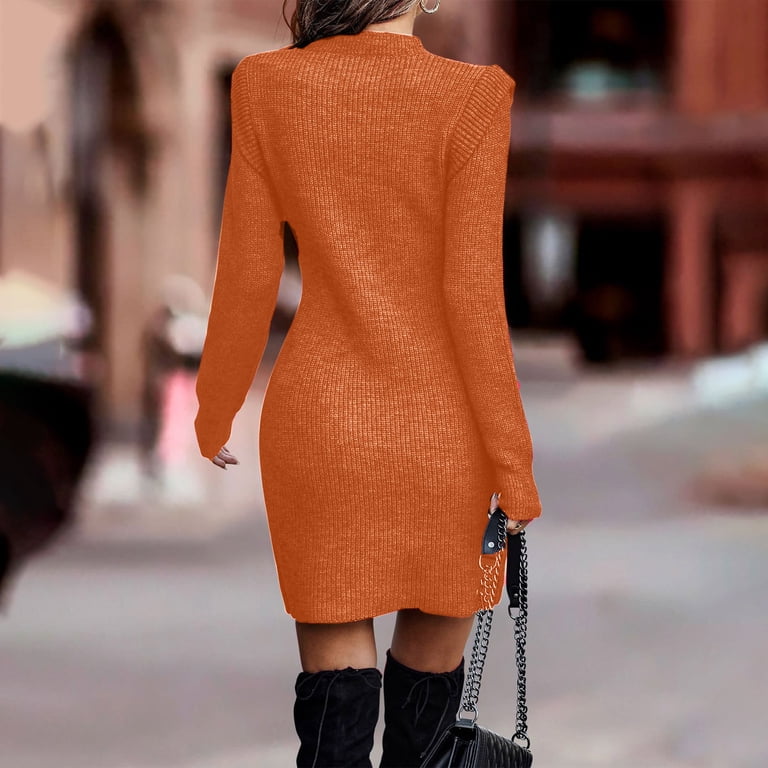 slim fit dress slacks Orange Bodycon Knit Cut Out Midi Dress – STYLED BY ALX COUTURE main image 1