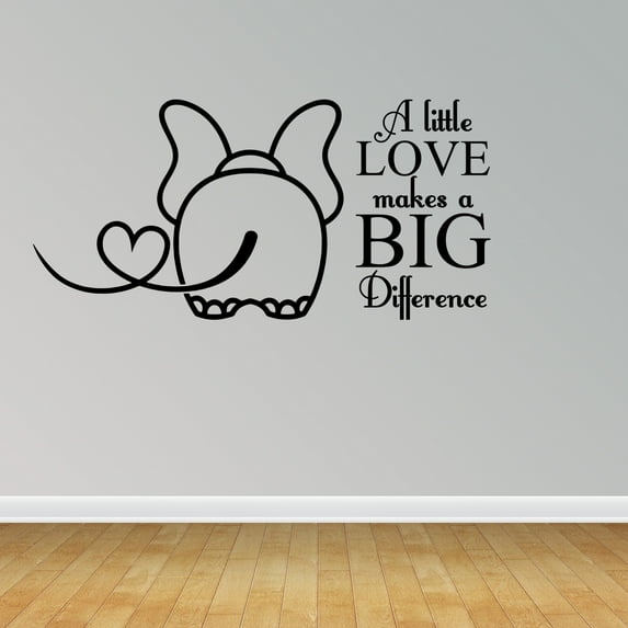 Wall Decal Quote A Little Love Makes A Big Difference Love Wall Stickers JR905
