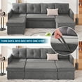 thumbnail image 7 of Weture Sectional Sleepe Sofa, 2 in 1 Pullout Couch Bed with Storage Chaise and Side Pocket, DarkGray, 7 of 7