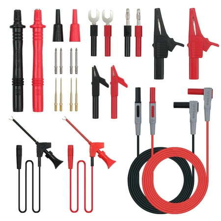 Plug Quick Probe Tester - ESYNIC Multi Test Leads Kit, 24-in-1 Electrical Multimeter Test Lead With Alligator Clips, Test Probe, Spring Grabber,Banana Plug - Volt Meter Leads For Voltage Circuit Tester