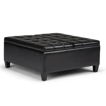 Simpli Home Harrison 36 Inch Wide Transitional Square Coffee Table Storage Ottoman In Dove Grey Linen Look Fabric Com Simpli Home Harrison 36 Inch Wide, Simpli Home Harrison Coffee Table Storage Ottoman In Distressed Black