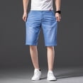 thumbnail image 3 of Summer Men‘s Denim Shorts Cotton Lyocell Blend Elasticity Straight Denim Pants Fashion Thin Knee Short Jeans Plus Sizes 42 44 46, 3 of 7