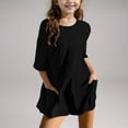 thumbnail image 2 of cfhntfmh Childrens Girls Rompers Casual Oversized Tee Half Sleeve Athletic Workout Wide Leg Shorts Jumpsuits with Pockets, 2 of 7
