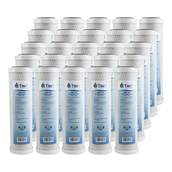 Tier1 5 Micron 10 Inch x 2.5 Inch | 25-Pack Whole House Carbon Block Water Filter Replacement Cartridge | Compatible with Pentek EP-10, 42-34373, 155531-43, CB-25-1005, MAXETW-975, Home Water Filter