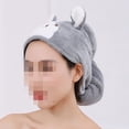 thumbnail image 2 of Lindo dibujos animados absorbente Anti Frizz cabello seco sombrero baño ducha cabeza toalla envoltura baño gorro seco toallas, 2 of 5