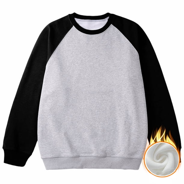 pstuiky manga larga de hombre, Camiseta de cuello redondo para hombre, de manga larga y color combinado, blusa de cuello redondo y manga larga Tops casuales para hombres xl