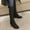 Black, variant on EGNMCR Womens Mid Knee High Boots, Women's Middle Mid Calf Boots Large Size Women's Boots With Thick Heel British High Lace-Up Knight Boots women's boots