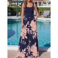 thumbnail image 4 of Jumpsuits for Women Summer One-Piece Sleeveless Boho Floral Wide Leg Romper Vacation Outfits Blue & Pink XL, 4 of 7