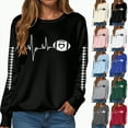 thumbnail image 4 of Towmus Womens Letter Tops Ladies Floral Print Loose Long Sleeve Sweatshirt Round Neck Pullover Top T-Shirt Top Autumn and Winter, 4 of 6