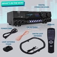 thumbnail image 4 of Pyle Amplificador de potencia de audio para el hogar de 200 W, receptor estéreo con sintonizador AM FM, 2 entradas de micrófono con eco para karaoke, gran adición a su sistema de altavoces de entreten, 4 of 5