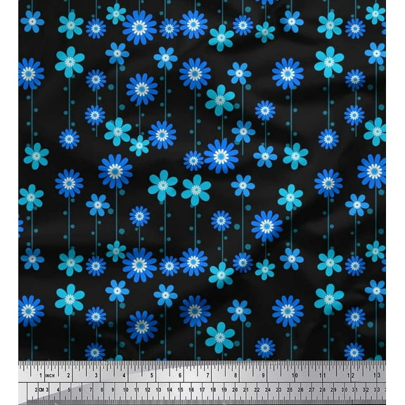 Soimoi Cotton Duck Fabric Dot & Floral Artistic Decor Fabric Printed Yard 42 Inch Wide