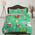 thumbnail image 1 of Juego de funda nórdica de Papá Noel y muñeco de nieve verde, ropa de cama de Navidad &, 1 of 4