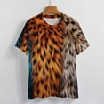 thumbnail image 3 of Leopard Print Pattern Womens Tops Women's Fashion Casual Short Sleeve Flower Print Round Neck Pullover Top Blouse, 3 of 6