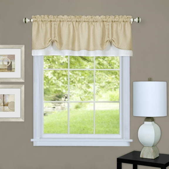 Darcy Window Light Filtering Curtain Valance - 58" x 14" - Tan/White